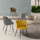 Twee stoelen van gelakt metaal met stoffering in diverse kleuren - Atria Viadurini