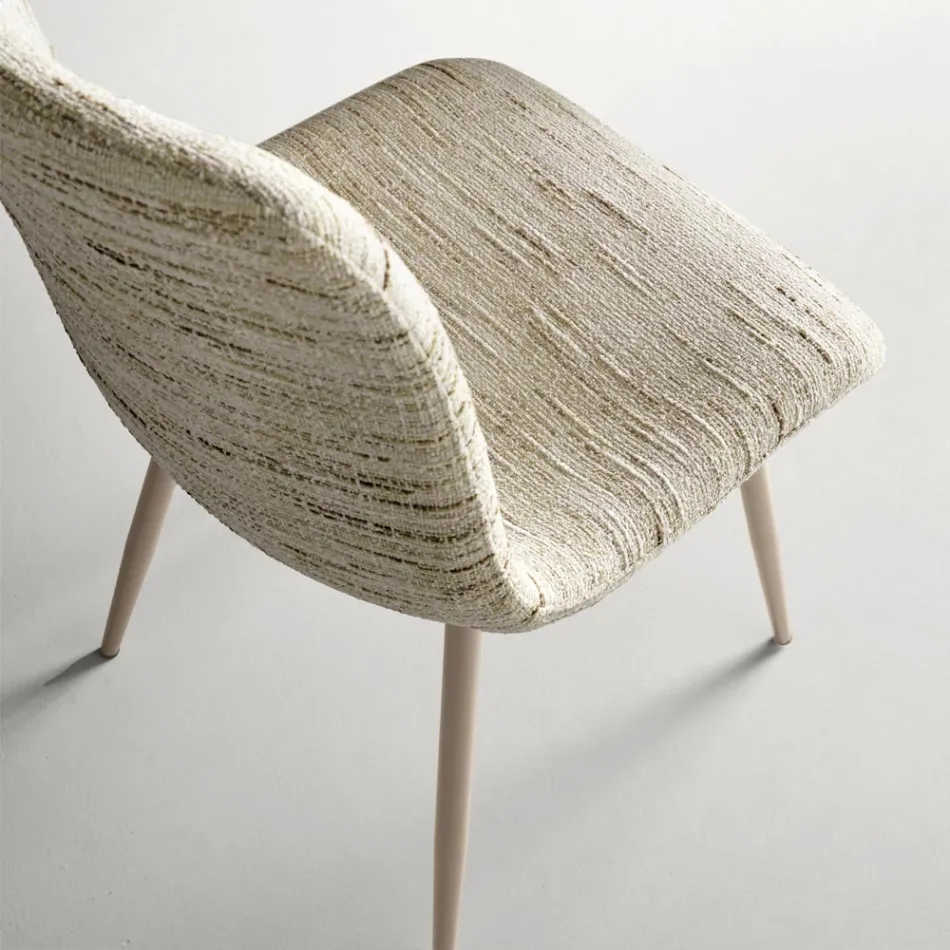 Twee moderne stoelen met gestoffeerde bekleding en tweekleurig gelakt metaal - Miral Viadurini