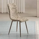 Twee moderne stoelen met gestoffeerde bekleding en tweekleurig gelakt metaal - Miral Viadurini