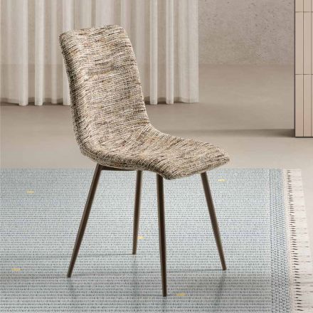 Twee moderne stoelen met gestoffeerde bekleding en tweekleurig gelakt metaal - Miral Viadurini