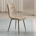 Twee moderne stoelen met gestoffeerde bekleding en tweekleurig gelakt metaal - Miral