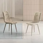 Twee moderne stoelen met gestoffeerde bekleding en tweekleurig gelakt metaal - Miral Viadurini