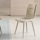 Twee moderne stoelen met gestoffeerde bekleding en tweekleurig gelakt metaal - Miral Viadurini