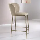 Twee met stof beklede krukjes met een gelakt metalen frame - Miraggio Viadurini