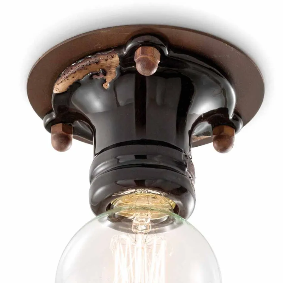 Ontwerp plafondspot retro keramiek en metaal Cloe Ferroluce Viadurini