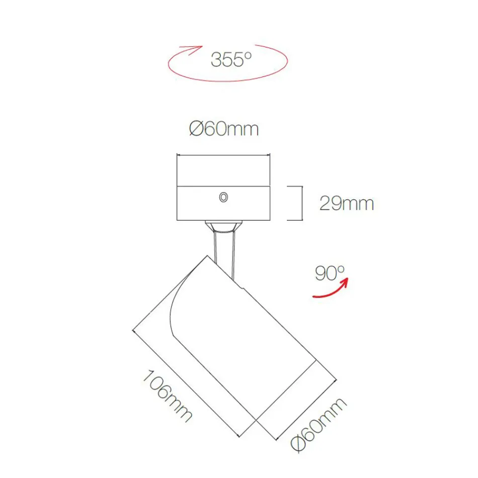 Verstelbare plafondlamp in wit aluminium, 4 stuks - Lazzaro Viadurini