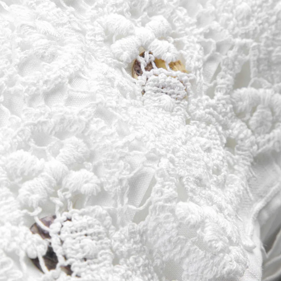 Linnen kussensloop met wit kant voor luxe designbed Made in Italy - Kiss Viadurini