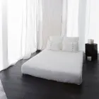 Krijt- of retrolichtlinnen kussensloop met vierkante designbandjes - Prisco Viadurini