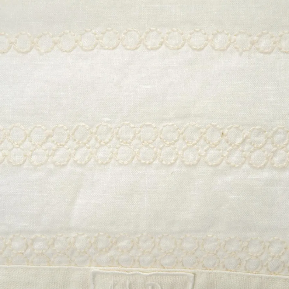 Vierkante kussensloop van krijtlinnen of retro-decoratie met bolborduurwerk en frame - elleboog Viadurini
