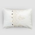 Rechthoekige kussensloop met elegant kant in wit linnen dessin voor bed - Gioiano