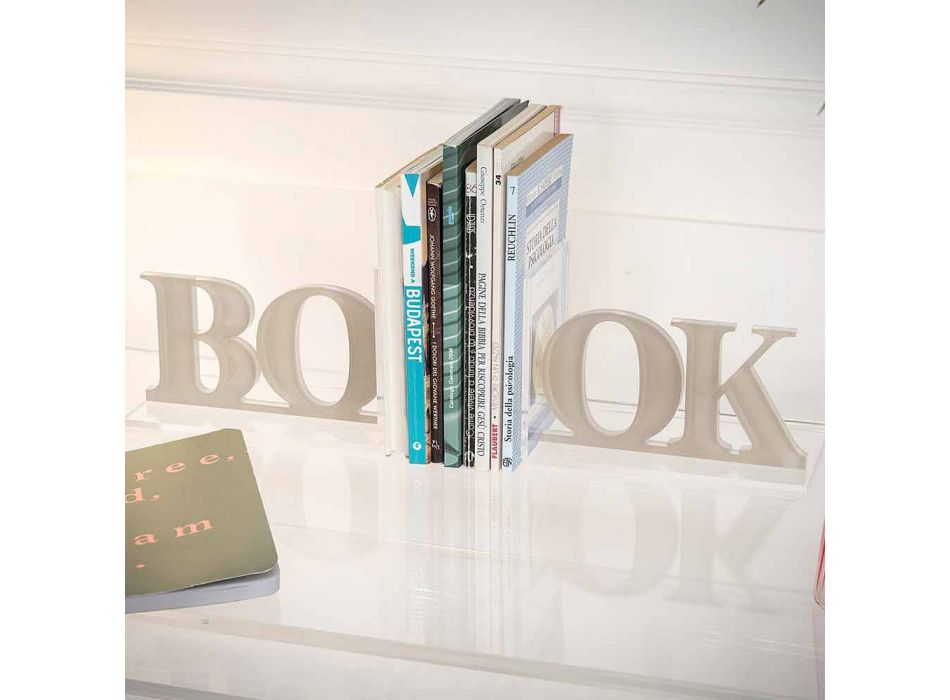 Design boekensteunen in beige of wit plexiglas geschreven boek - Febook Viadurini