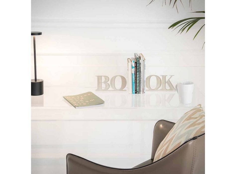 Design boekensteunen in beige of wit plexiglas geschreven boek - Febook Viadurini