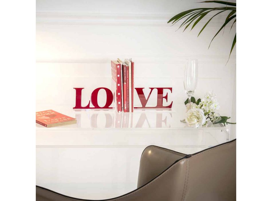 Design boekensteunen in lavendel of rood plexiglas Geschreven Love - Felove Viadurini