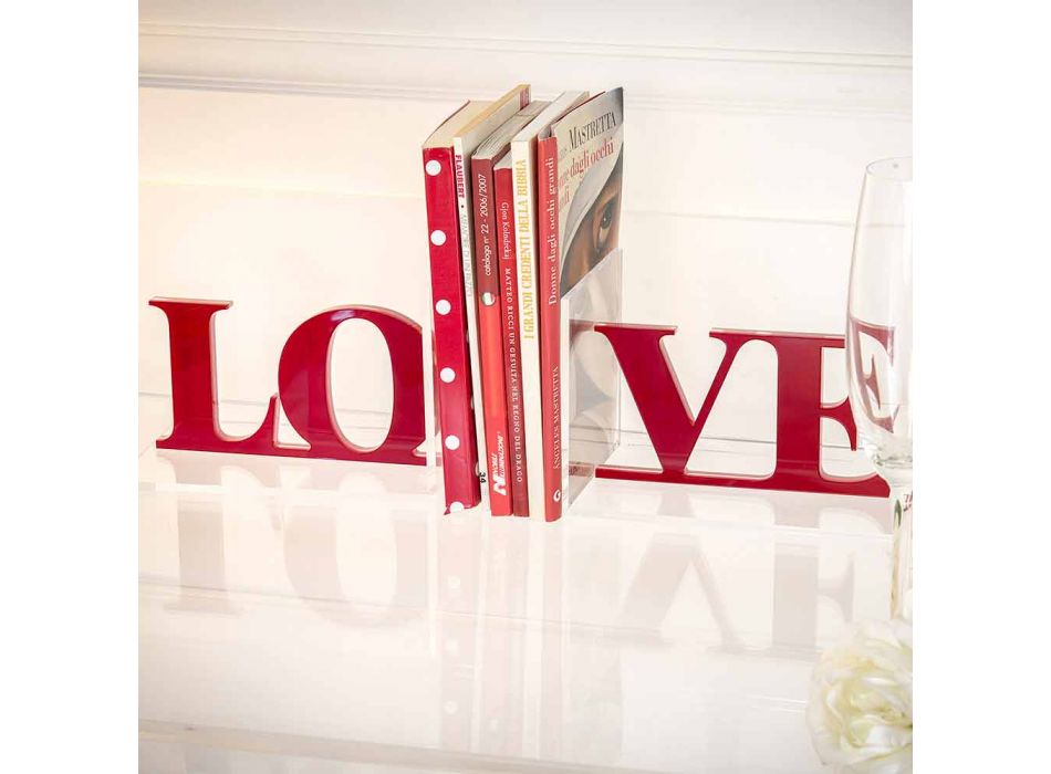 Design boekensteunen in lavendel of rood plexiglas Geschreven Love - Felove Viadurini