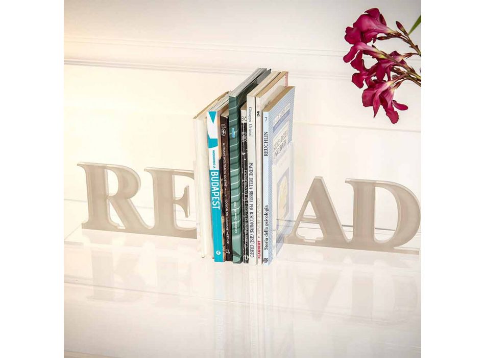 Boekensteunen in beige of wit plexiglas Lezen Design - Feread Viadurini