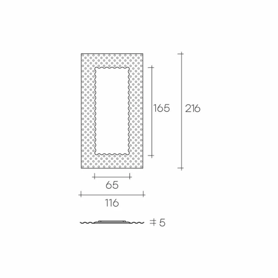 Fiam Italia Pop moderne wand- / vloerspiegel 216x116cm gemaakt in Italië Viadurini