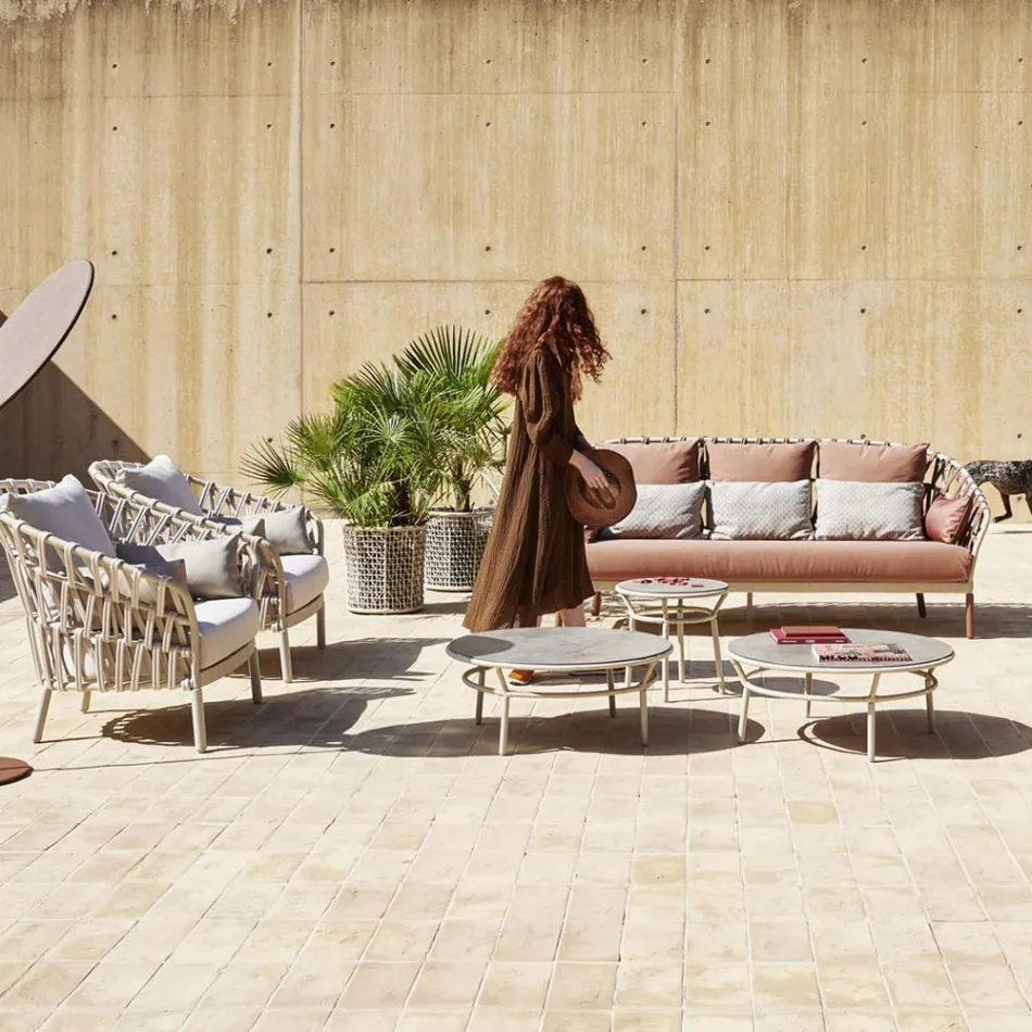 Planter met aluminium structuur en beige weefsel - Emma van Varaschin Viadurini