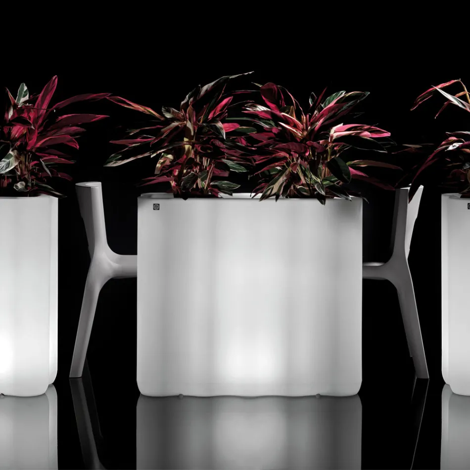 Tweekleurige, van stroom voorziene, lichtgevende plantenbak van polyethyleen, gemaakt in Italië - Barbia Viadurini