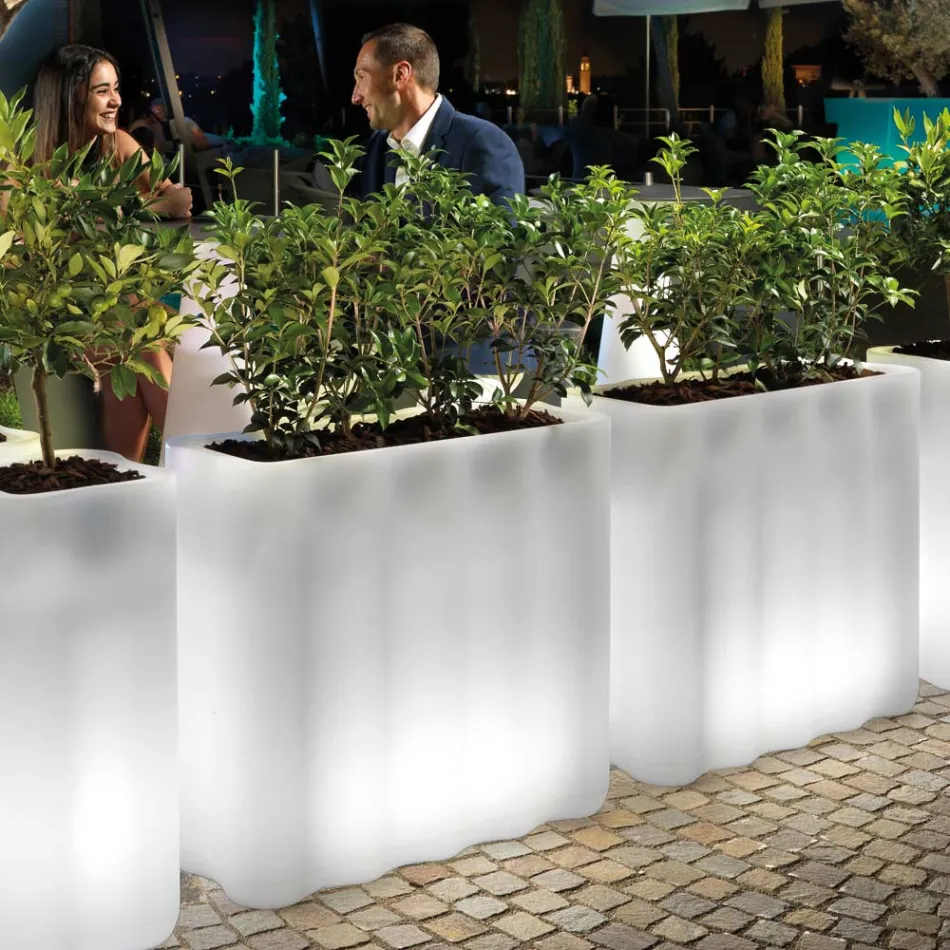 Tweekleurige, van stroom voorziene, lichtgevende plantenbak van polyethyleen, gemaakt in Italië - Barbia Viadurini