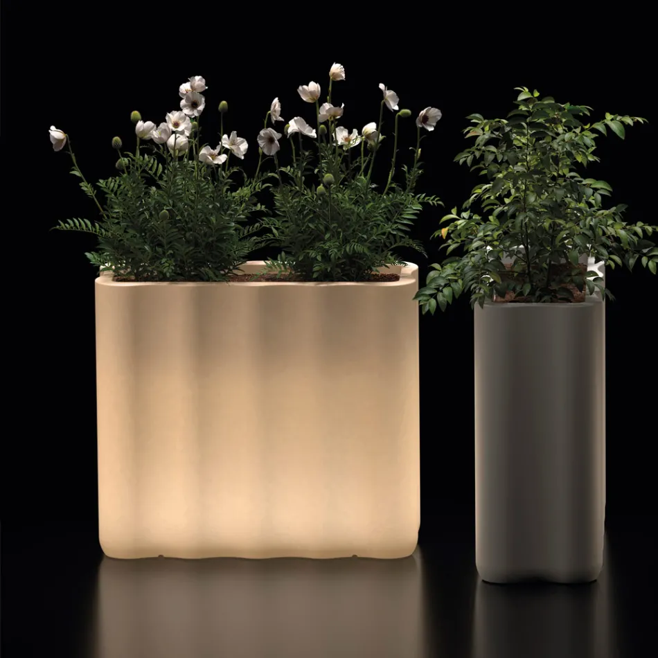 Tweekleurige, van stroom voorziene, lichtgevende plantenbak van polyethyleen, gemaakt in Italië - Barbia Viadurini