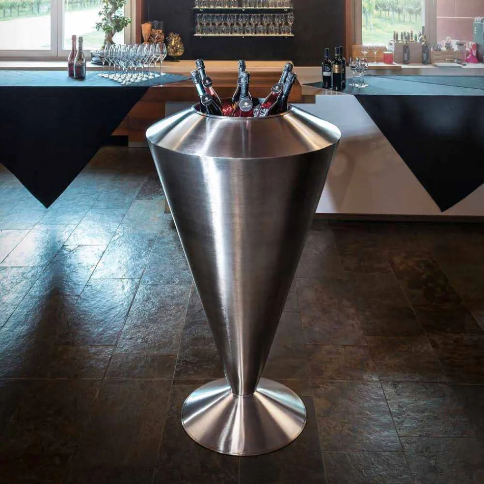 Moderne vloer Frappeuse in gesatineerde staalafwerking Made in Italy - Astana Viadurini