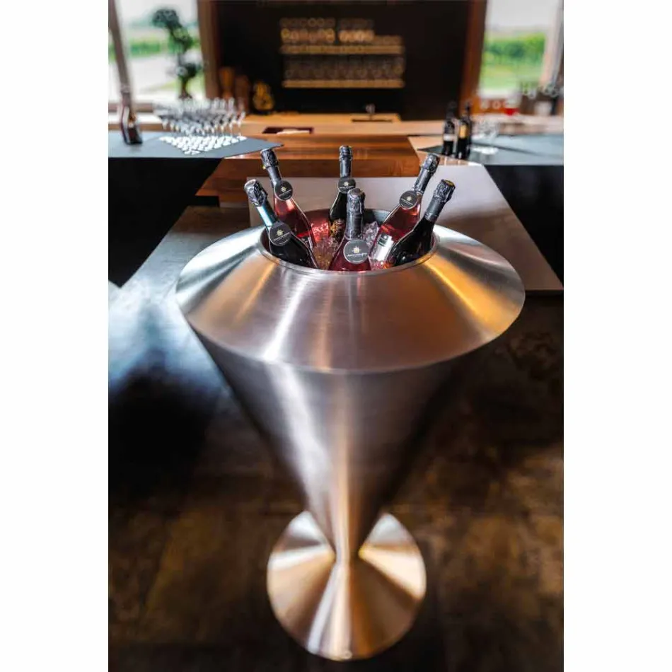 Moderne vloer Frappeuse in gesatineerde staalafwerking Made in Italy - Astana Viadurini