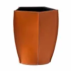 Ontwerp prullenbak in geregenereerd Poligiono leer, gemaakt in Italië Viadurini