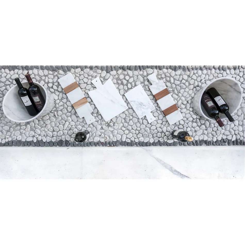 Wijn of champagne glacette in wit Carrara marmer gemaakt in Italië - Ciotti Viadurini