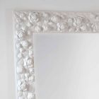 Grote witte spiegel vloer / muur met houten frame van de bloem Viadurini