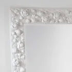 Grote witte spiegel vloer / muur met houten frame van de bloem Viadurini