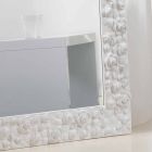 Grote witte spiegel vloer / muur met houten frame van de bloem Viadurini