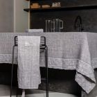 Keukenschort in antracietgrijs linnen laag model met zak - Flick Viadurini