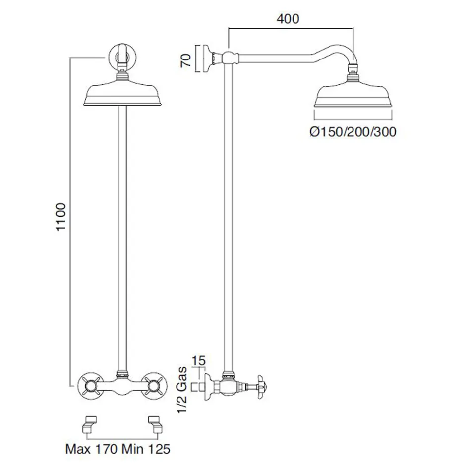Klassieke stijl handgemaakte messing douchegroep - Miriano Viadurini
