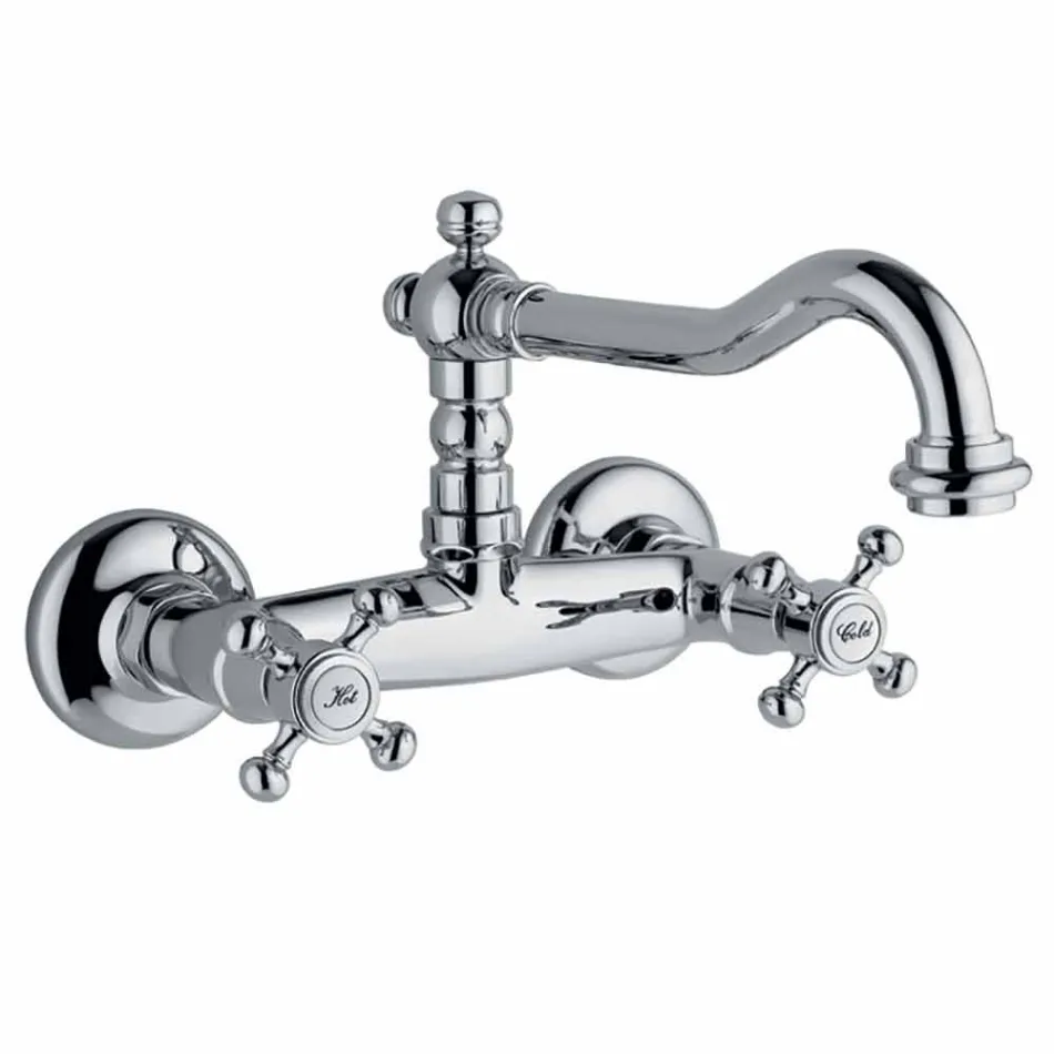 Klassieke stijlgroep voor wandkeukenwastafel in messing Made in Italy - Limo Viadurini