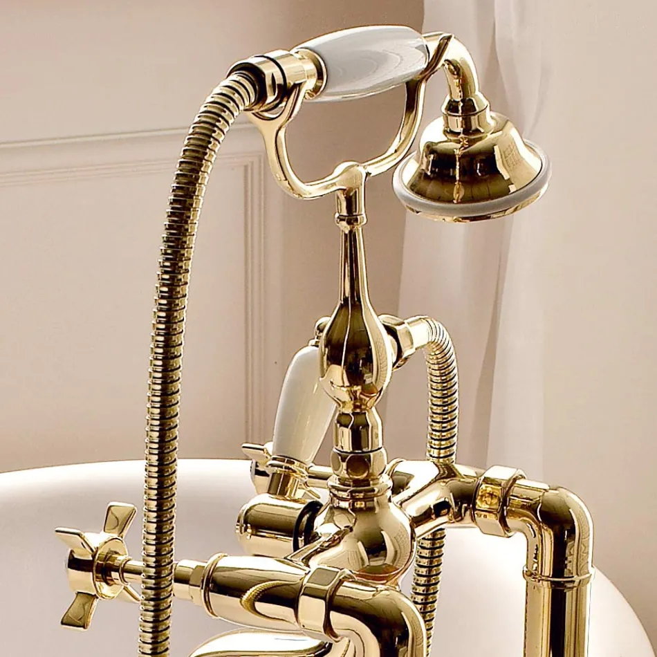 Vintage design messing staande badkuip groep Made in Italy - Katerina Viadurini