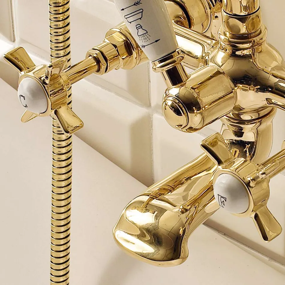 Vintage stijl messing badkuip groep gemaakt in Italië - Katerina Viadurini