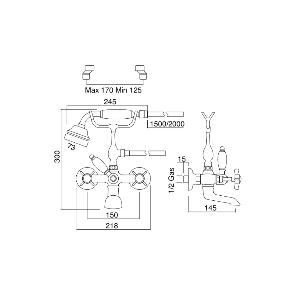 Vintage stijl messing badkuip groep gemaakt in Italië - Katerina Viadurini