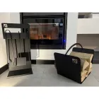 Set ontwerptools voor open haard in zwart staal gemaakt in Italië - Ostro Viadurini