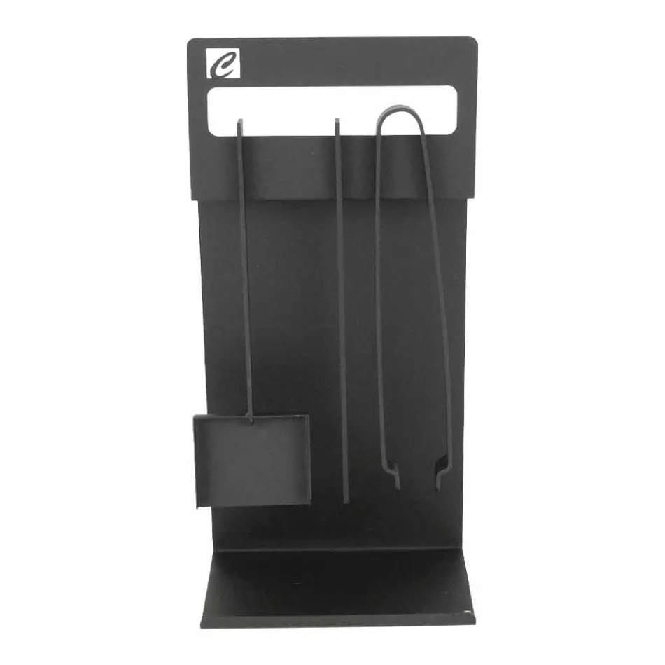 Set ontwerptools voor open haard in zwart staal gemaakt in Italië - Ostro Viadurini