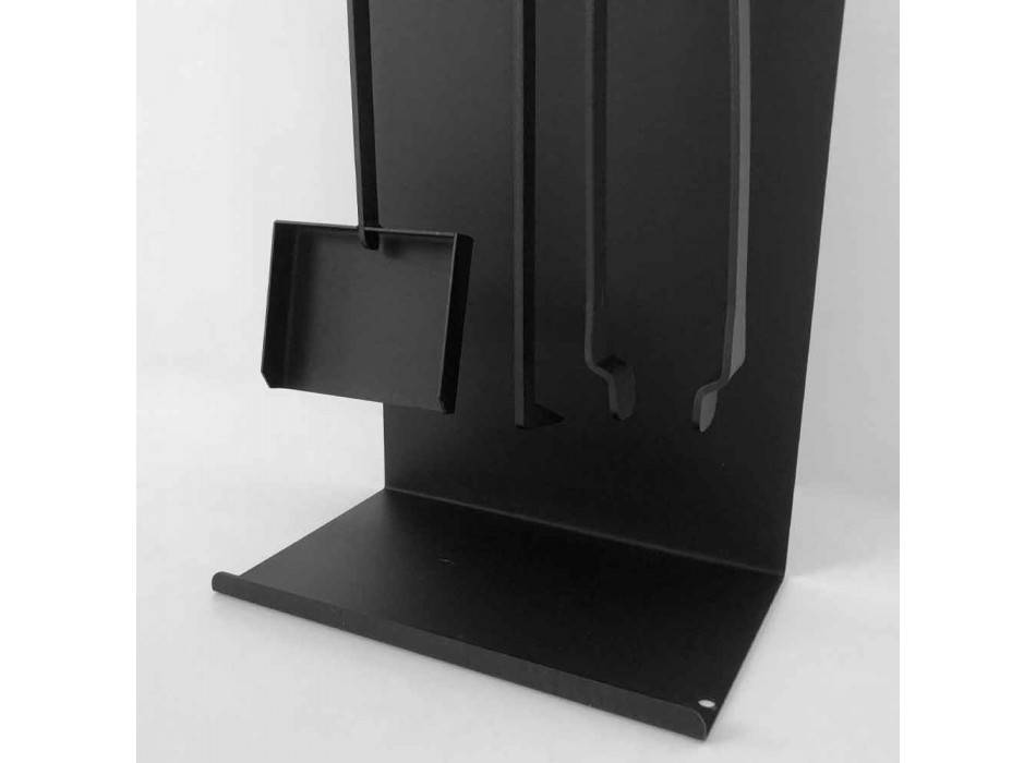 Set ontwerptools voor open haard in zwart staal gemaakt in Italië - Ostro Viadurini