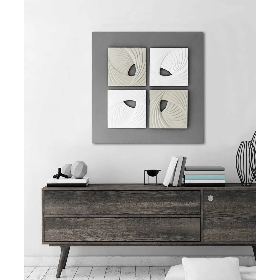Wit en grijs modern design decoratieve muurinstallatie - bazig Viadurini