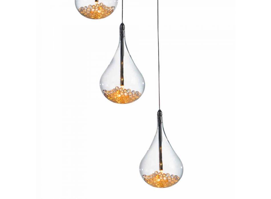 Hanglamp in borosilicaatglas en verchroomd metaal - peren Viadurini