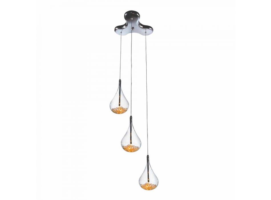 Hanglamp in borosilicaatglas en verchroomd metaal - peren Viadurini