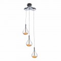 Hanglamp met 3 of 4 lampen in borosilicaatglas en metaal - Peren