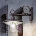 Tuinwandlamp in zwart aluminium handgeschilderde bloemen - Latin Viadurini