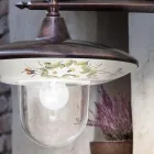 Tuinwandlamp in zwart aluminium handgeschilderde bloemen - Latin Viadurini