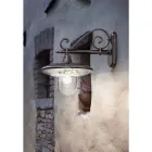 Tuinwandlamp in zwart aluminium handgeschilderde bloemen - Latin Viadurini