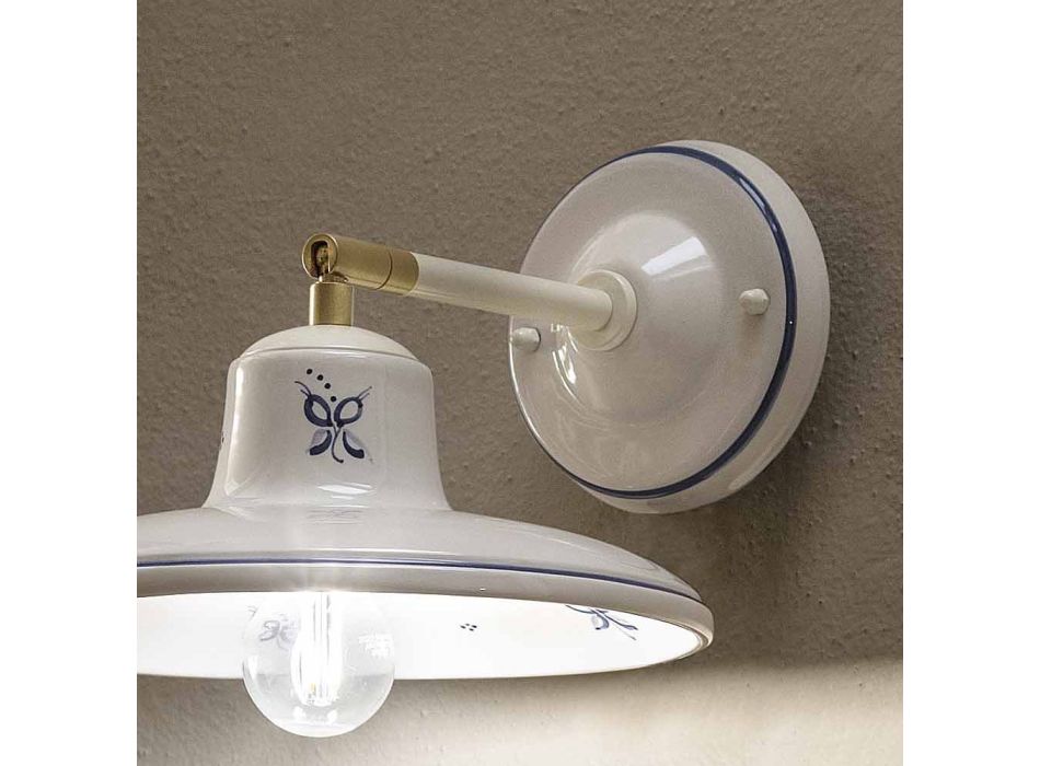 Vintage met de hand gedecoreerde ambachtelijke keramische wandlamp - Como Viadurini