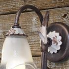Wandlamp Antiek Metaal, Keramiek en Glas Bloemmotief - Vicenza Viadurini