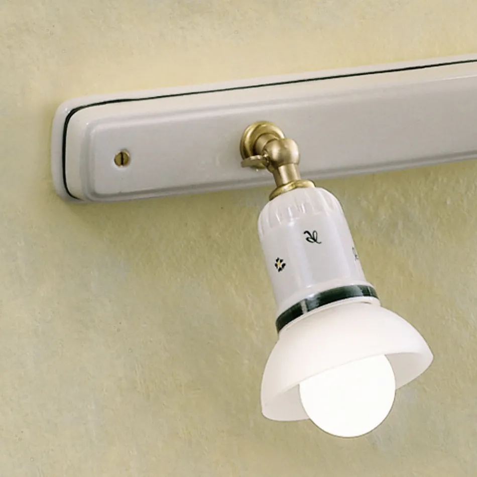 Wandlamp 2 of 3 Spots Messing en Handbeschilderd Keramiek - Savona Viadurini